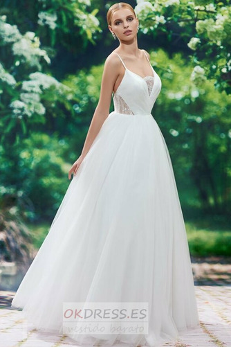 Vestido de novia Sencillo Corte-A Hasta el suelo Escote de Tirantes Espaguetis 2