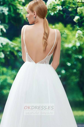 Vestido de novia Sencillo Corte-A Hasta el suelo Escote de Tirantes Espaguetis 5