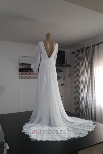 Vestido de novia Sencillo Espalda Descubierta Corte-A Escote en V Fuera de casa 2