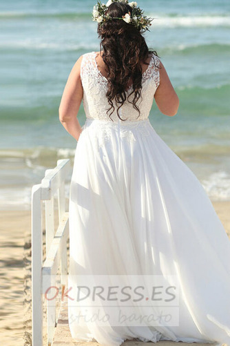 Vestido de novia Sencillo Gasa Escote en V Corte-A Hasta el suelo Sin mangas 2