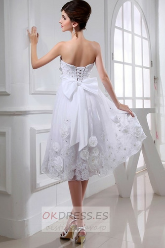 Vestido de novia Sin tirantes Glamouroso Corte-A Rosetón Acentuado Cordón 2