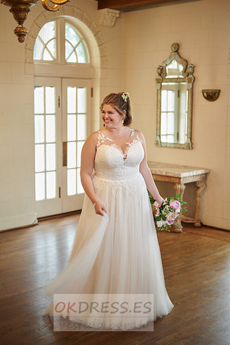 Vestido de novia Tallas grandes Corte-A Natural Escote en V Elegante 1