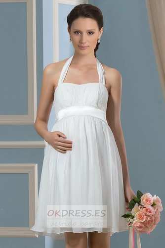 Vestido de novia Tallas grandes Escote halter Gasa Fuera de casa Imperio Cintura 4