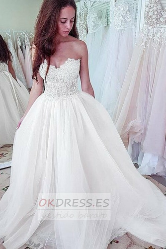 Vestido de novia tul Cola Barriba Cremallera Romántico primavera Natural 1