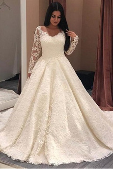 Vestido de novia tul Cola Capilla Recatada Otoño Capa de tul Encaje