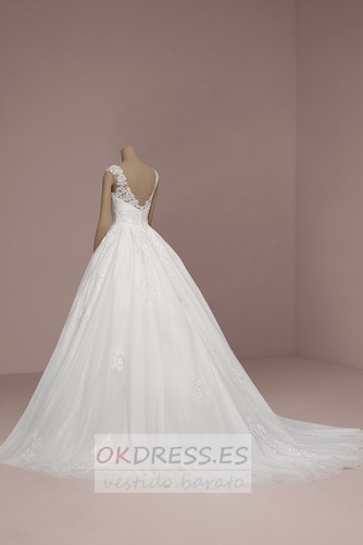 Vestido de novia tul Espalda Descubierta Abalorio primavera Escote en V 2