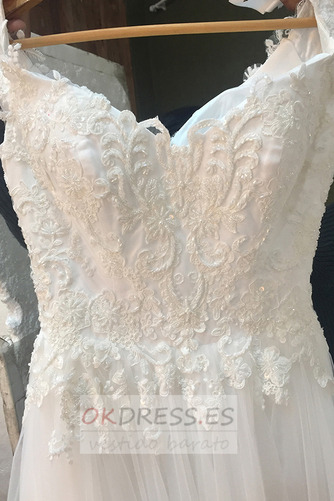 Vestido de novia vendimia Capa de encaje Abalorio Cremallera Corte-A 4