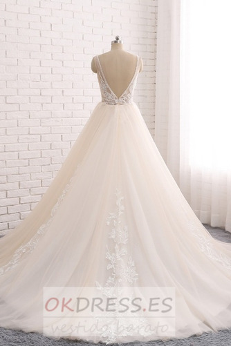 Vestido de novia vendimia Verano largo Natural Triángulo Invertido Escote en V 2