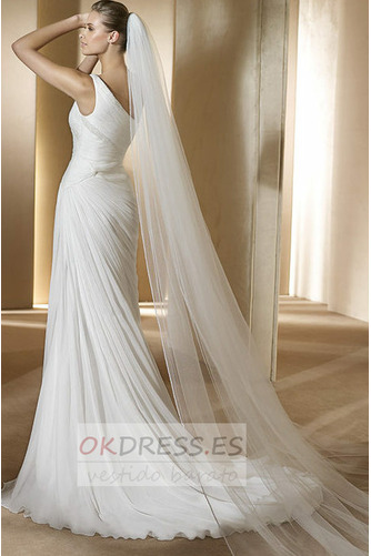Vestido de novia Verano Apliques gris claro Alto cubierto Sin mangas 2