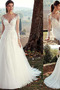 Vestido de novia Verano Corte-A Encaje Natural Pera Escote en V - Página 1
