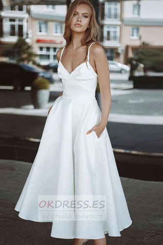 Vestido de novia Verano Drapeado Sin mangas Hasta la Tibia Fuera de casa 2