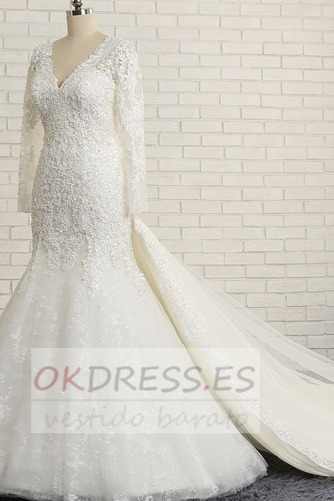 Vestido de novia Verano Elegante Triángulo Invertido Apliques Escote en V 3