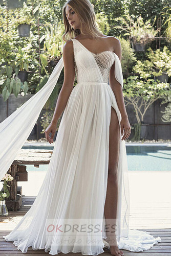 Vestido de novia Verano Falta Corte-A Hasta el suelo Un sólo hombro 1