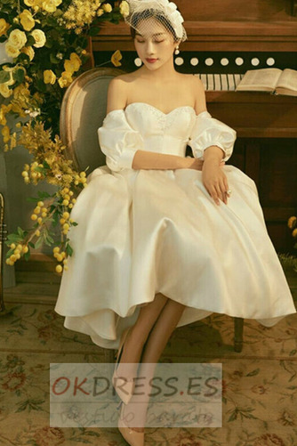 Vestido de novia Verano Oscilación Corte-A Asimétrico Dobladillo Manga corta 1