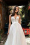 Vestido de novia Verano tul Baja escote en V Apliques Corte-A largo - Página 4