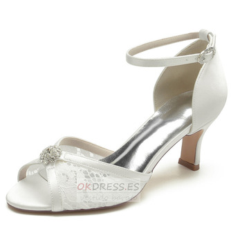 Zapatos de boca de pescado de diamantes de imitación de tacón alto zapatos de banquete de satén de moda zapatos de boda - Página 1