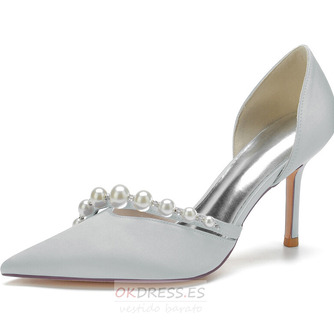 Zapatos de boda de diamantes de imitación de satén de seda zapatos de boda con boca de pez hueco lateral - Página 3