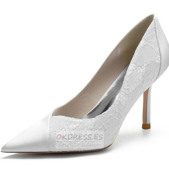 Zapatos de boda de encaje blanco zapatos de boda con diamantes de imitación zapatos de dama de honor de diamantes de imitación de aguja de mujer - Página 1