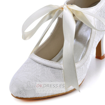 Zapatos de boda de encaje de encaje blanco más tacones altos de dama de honor tacones altos - Página 3