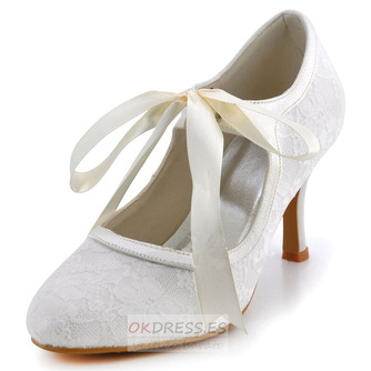 Zapatos de boda de encaje de encaje blanco más tacones altos de dama de honor tacones altos - Página 1