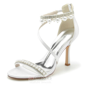 Zapatos de boda de estilete sandalias de diamantes de imitación zapatos de novia zapatos de boda de seda princesa - Página 5