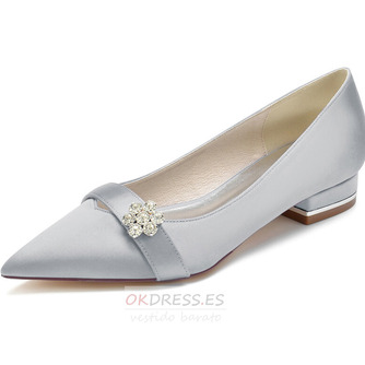 Zapatos de boda de tacón grueso de boca baja blanca tacones altos de satén simple 3CM - Página 4