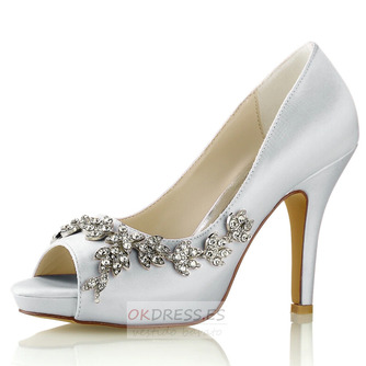 Zapatos de boda para mujer Brillo de boda Cristal con lentejuelas Joyas Tacones de boda Zapatos de novia Diamante de imitación Cristal Tacón alto Tacón de aguja Peep Toe - Página 13