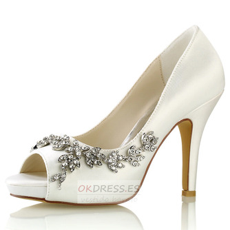 Zapatos de boda para mujer Brillo de boda Cristal con lentejuelas Joyas Tacones de boda Zapatos de novia Diamante de imitación Cristal Tacón alto Tacón de aguja Peep Toe - Página 12