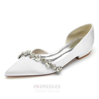 Zapatos de mujer de punta plana zapatos de novia de raso de diamantes de imitación clásicos - Página 1