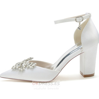 Zapatos de novia de raso de diamantes de imitación zapatos de boda blancos zapatos de novia de arco - Página 3