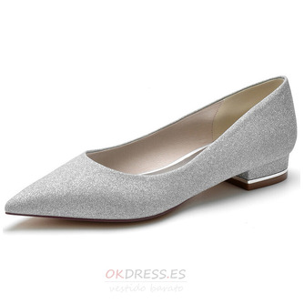 Zapatos planos de lentejuelas para mujer zapatos de boda plateados zapatos de dama de honor zapatos de boda para mujeres embarazadas - Página 6