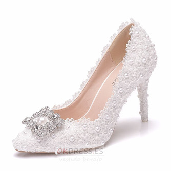 Zapatos simples de diamantes de imitación zapatos de boda zapatos de fiesta de encaje - Página 3